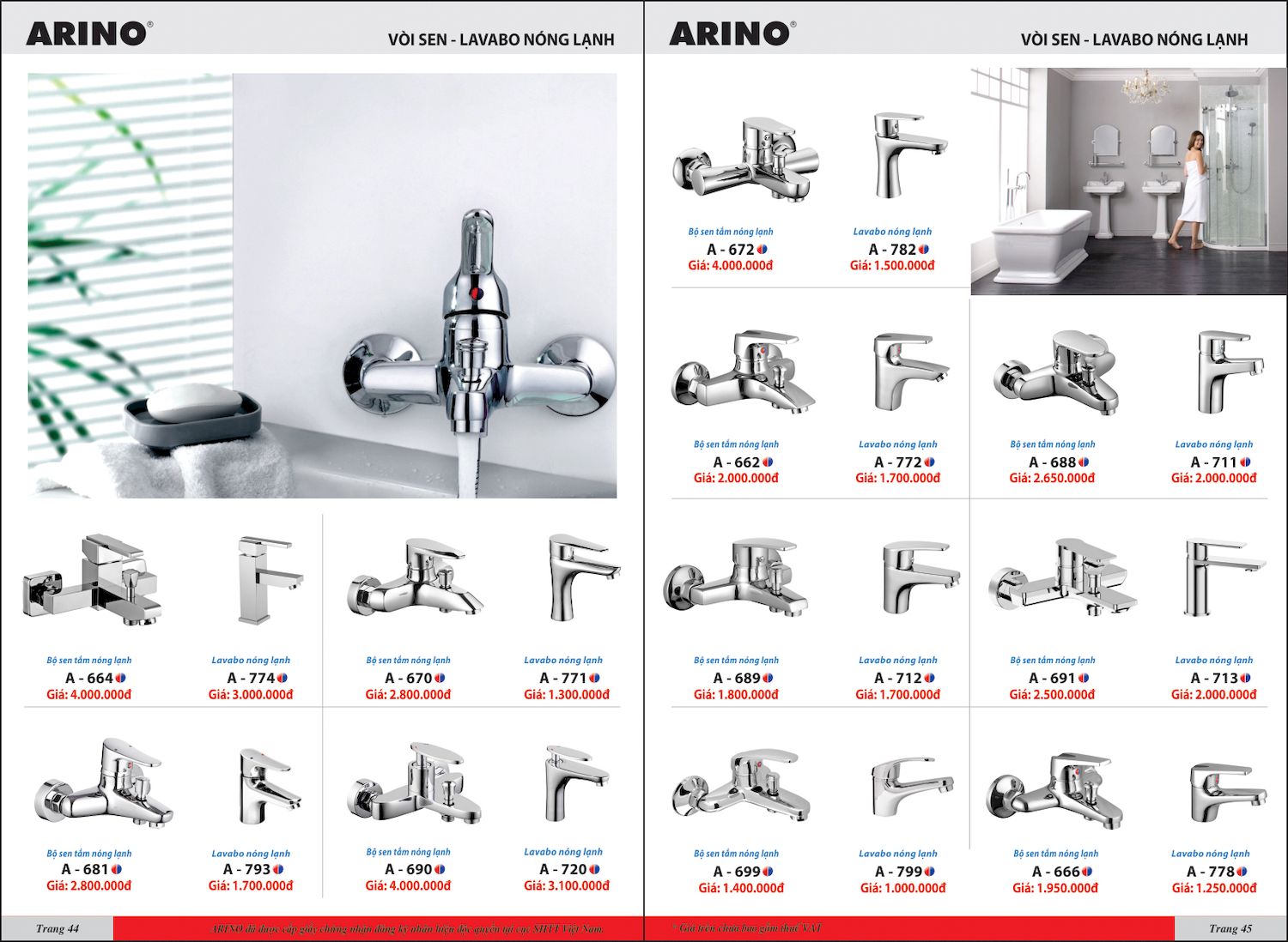 Thiết bị vệ sinh ARINO Catalogue và Bảng giá mới nhất /Page 23